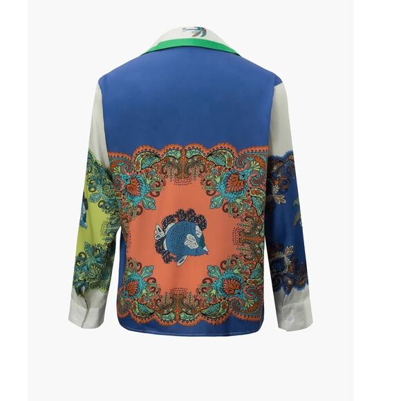 Micas Colorblock Button Up Long Sleeve Shirt M NWT - Picture 3 of 6